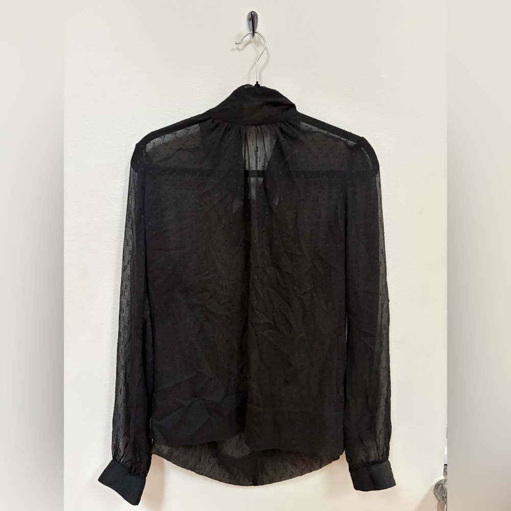 Retro sheer black blouse, size medium
